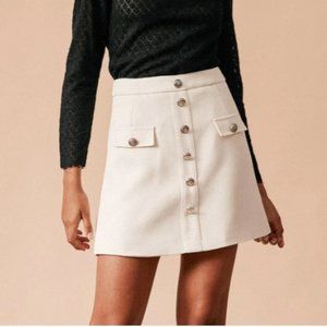 High Waisted Single-breasted Tweed Skirt